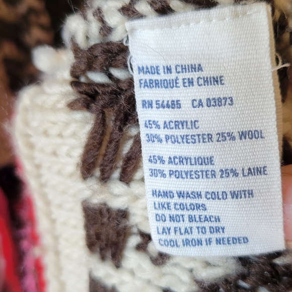 Wool Blend Boho Fringe Striped Cardigan Sweater, M - Picture 7 of 12